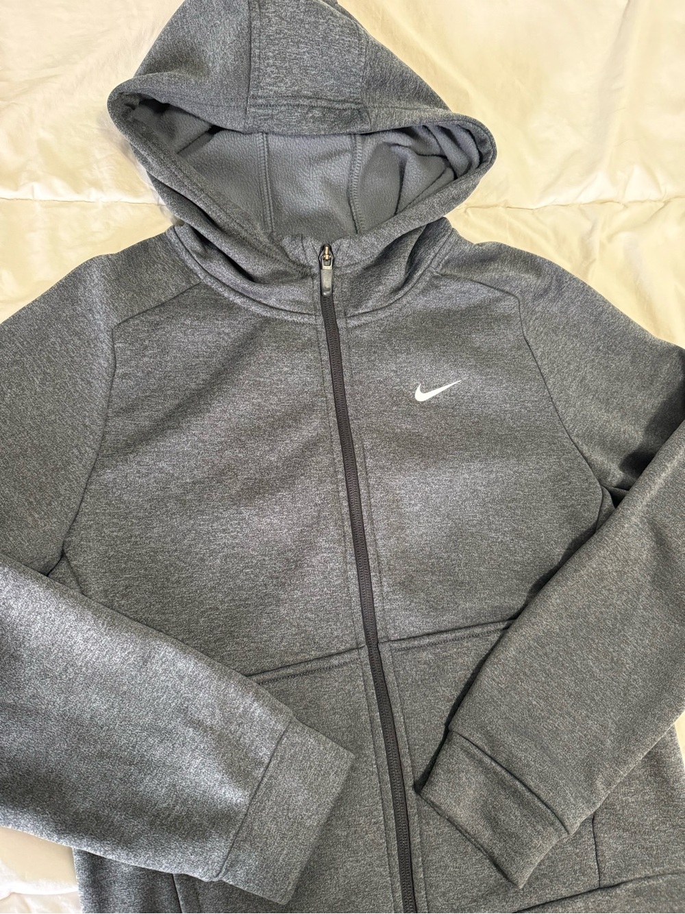 Nike Kids Dark Heather Gray Full-Zip Hooded Jacket